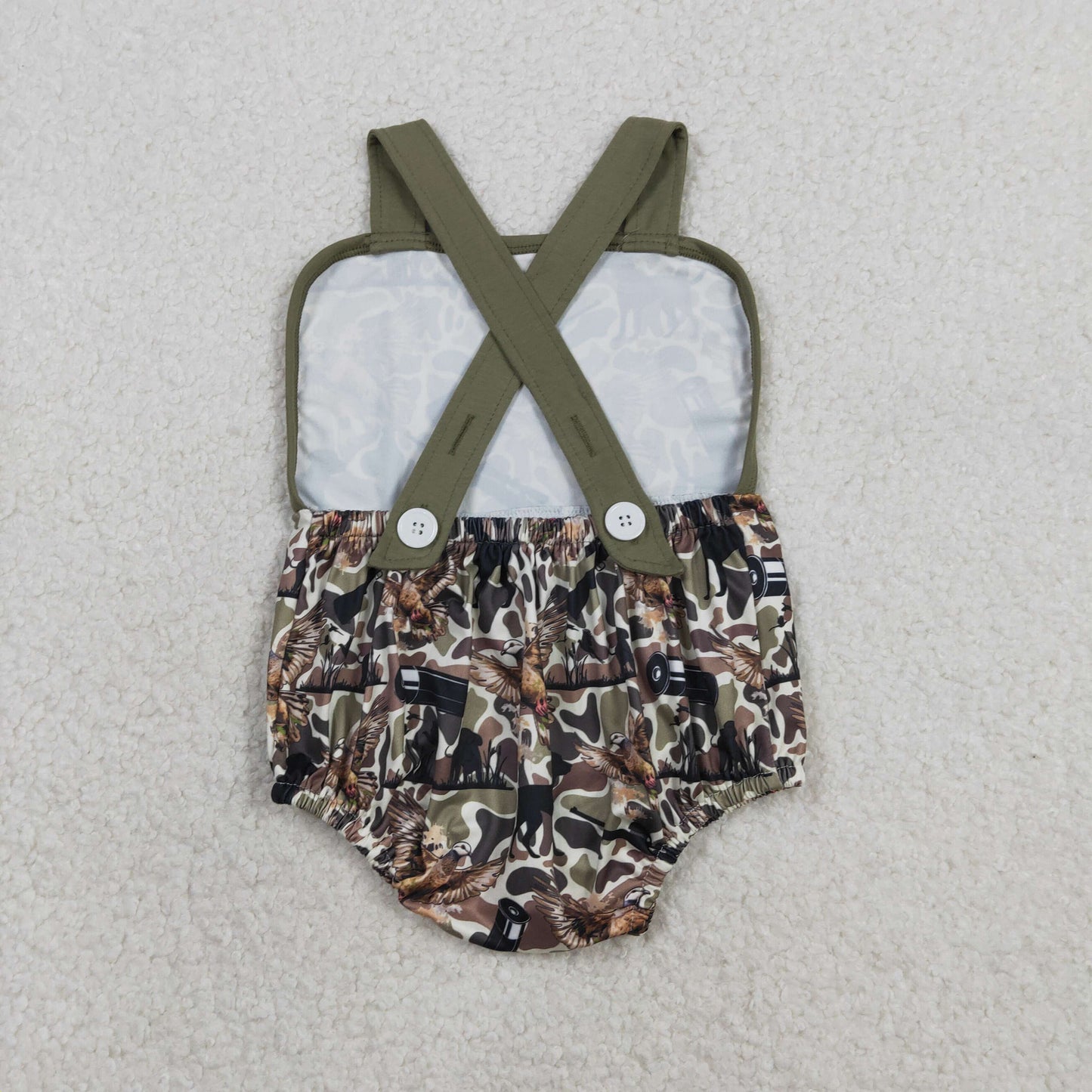 RTS Baby Boys Infant Sleeveless Ducks Dogs Camo Hunting Bubble Romper