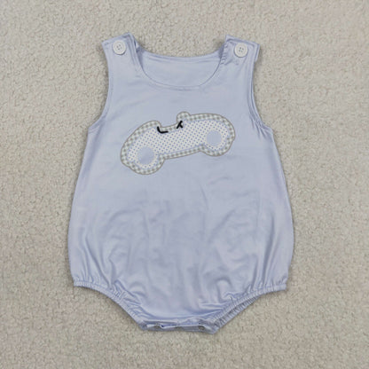 Baby Boys Infant Blue Sleeveless Car Summer Bubble Romper RTS