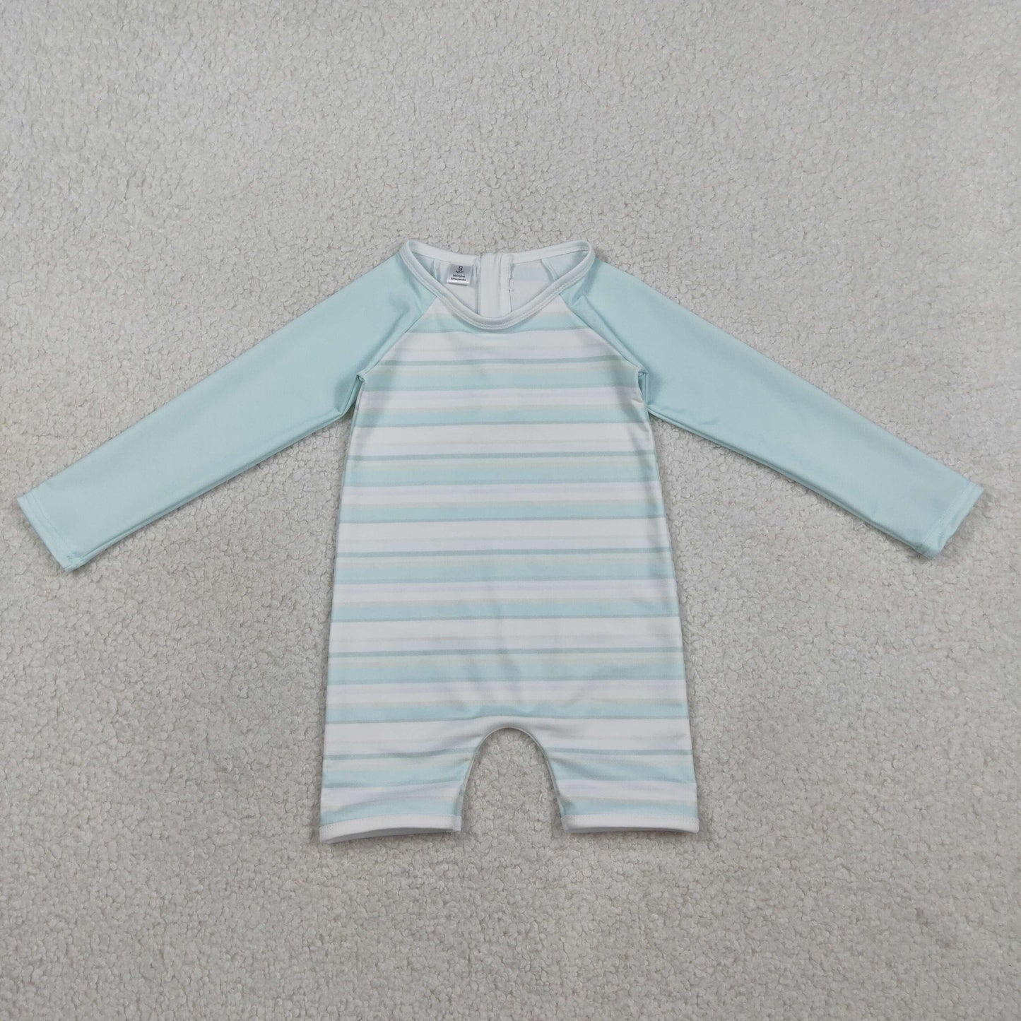 RTS Baby Boys Kids Long Sleeves Stripes Zipper One-piece Swimsuit