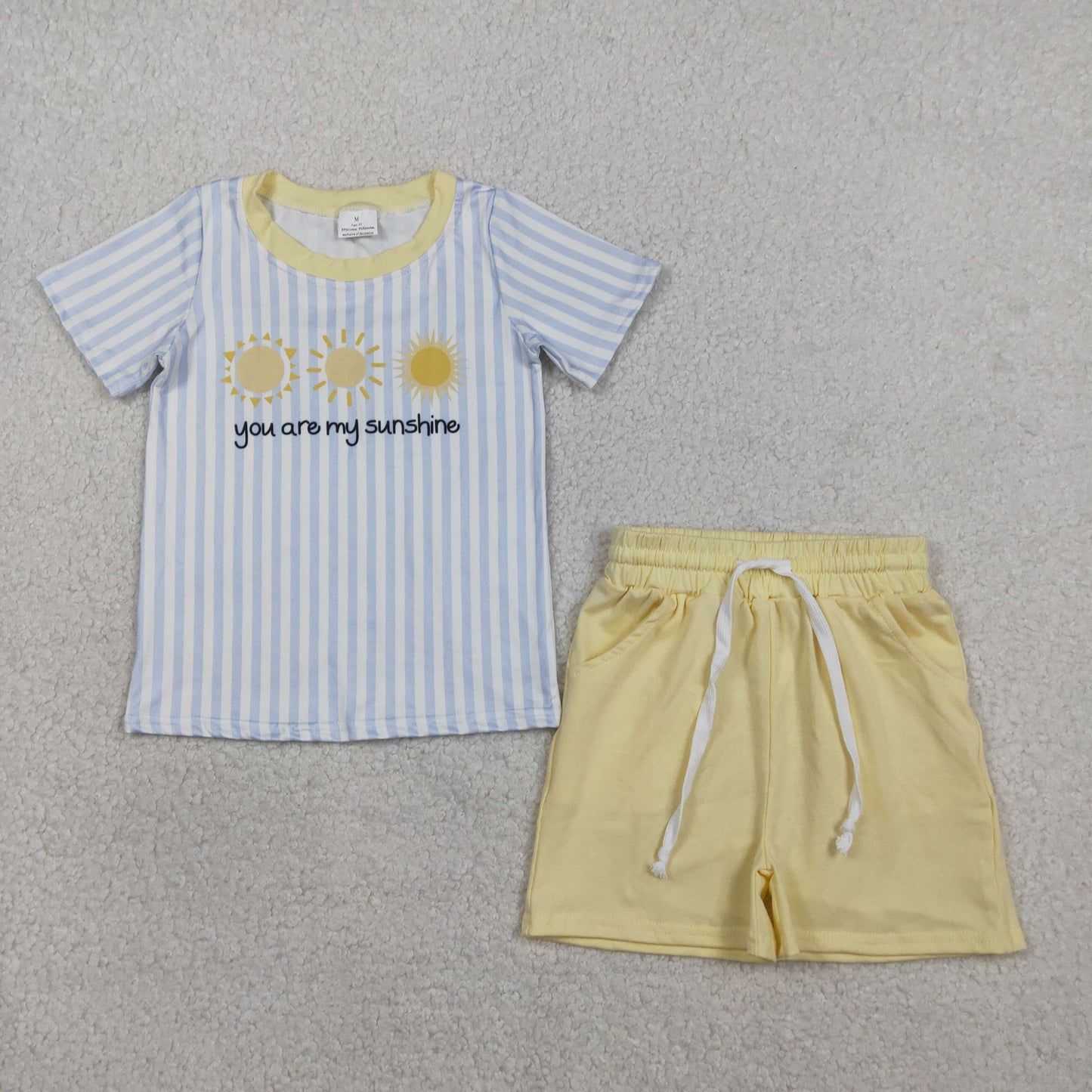 RTS Baby Boys Short Sleeves Suns Shirt Yellow Pockets Shorts Set