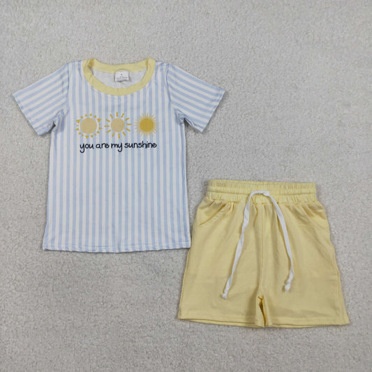 RTS Baby Boys Short Sleeves Suns Shirt Yellow Pockets Shorts Set