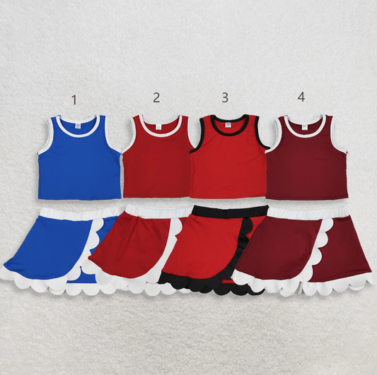 Sibling Baby Girls Kids Sleeveless Shirts Scallop Skirts Shorts Yoga Active Sets Clothes