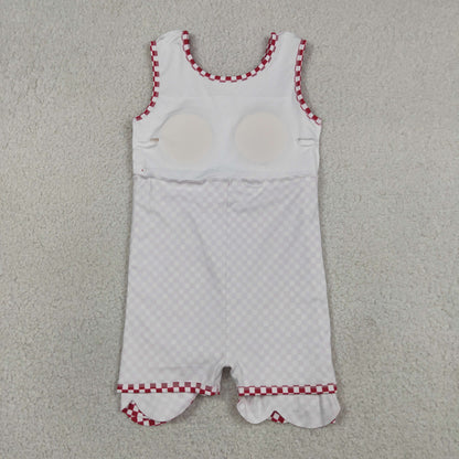 Baby Girls Toddler Sleeveless Red Plaid Yoga Active Knee Length Scallop Dress