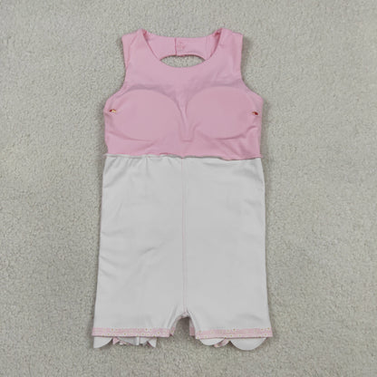 Baby Girls Sleeveless Bows Yoga Shorts Ruffle Knee Length Pink Dress