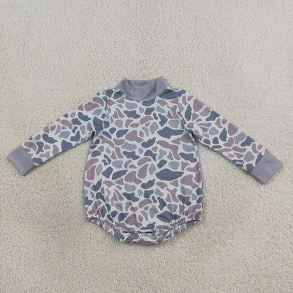 Baby Boys Infant Long Sleeves Grey Camo Bubble Romper Clothes