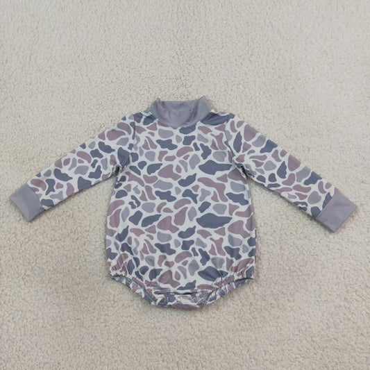 Baby Boys Infant Long Sleeves Grey Camo Bubble Romper Clothes