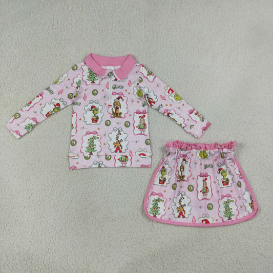Sibling Baby Girls Kids Christmas Bows Face Zipper Pullovers Skirts Shorts Sets Clothes