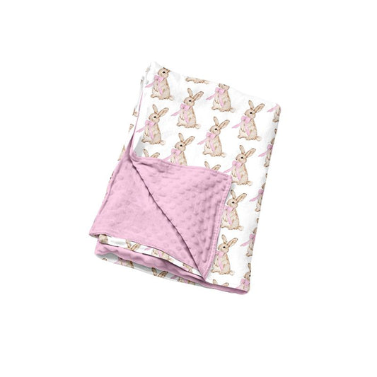 Moq 5 Preorder Baby Girls Toddler Rabbits Bows Easter Pink Blanket