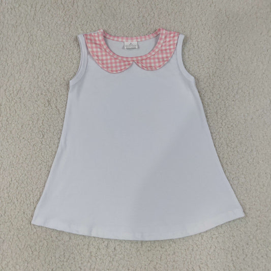 Baby Girls Kids Sleeveless Pink Plaid Tops Clothes