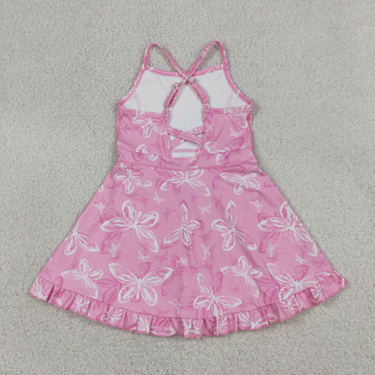 Baby Girls Kids Sleeveless Butterfly Yoga Active Knee Length Dress