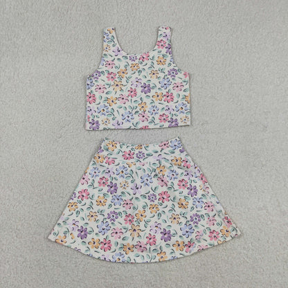 Baby Girls Kids Flower Tops Skirt Shorts Yoga Summer Set