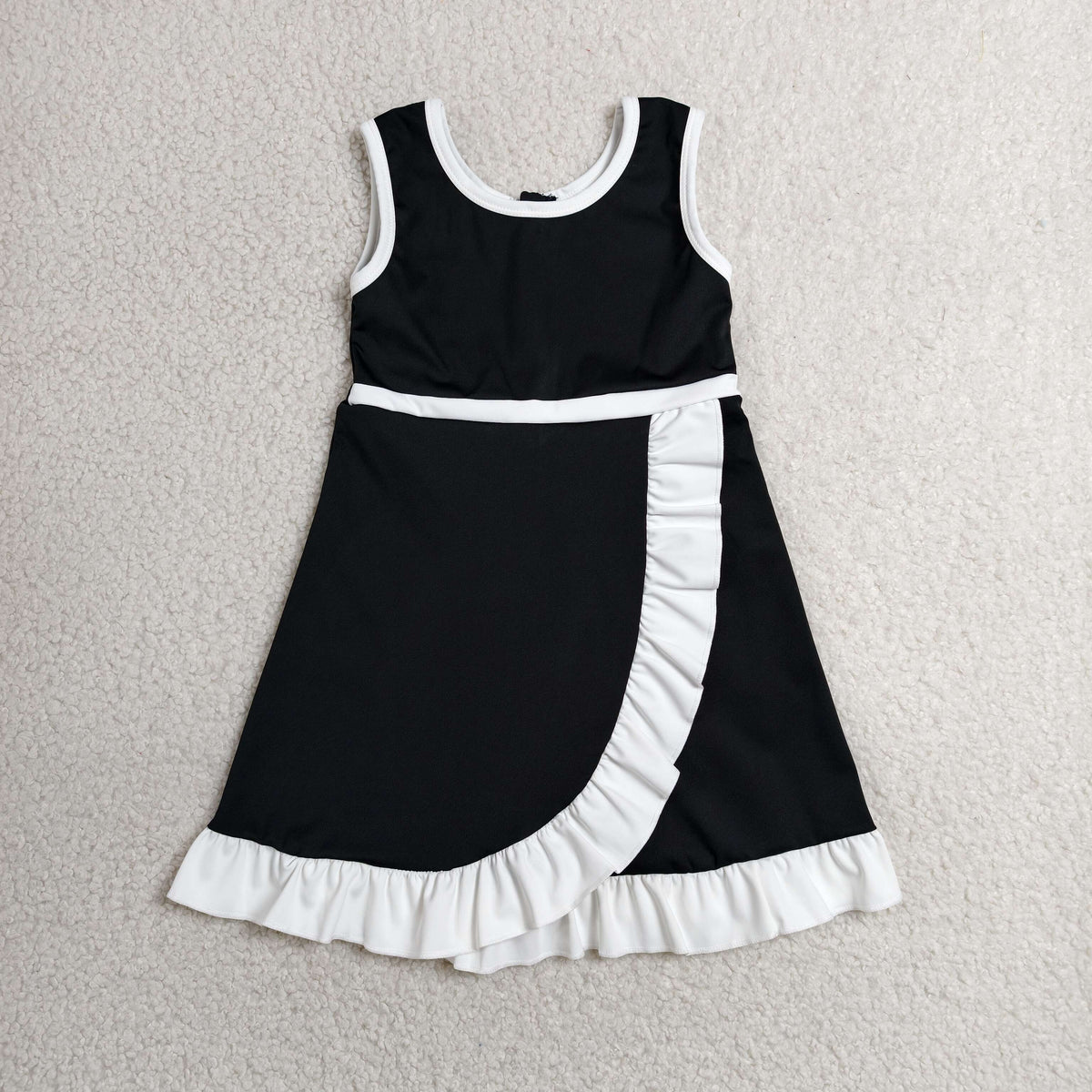 Baby Girls Kids Sleeveless Shorts Scallop Black Dress Yoga Active Clothes