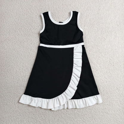 Baby Girls Kids Sleeveless Shorts Scallop Black Dress Yoga Active Clothes