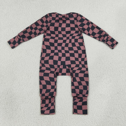 Sibling Baby Boys Long Sleeves Plaid Zipper Footie Sleeper Rompers