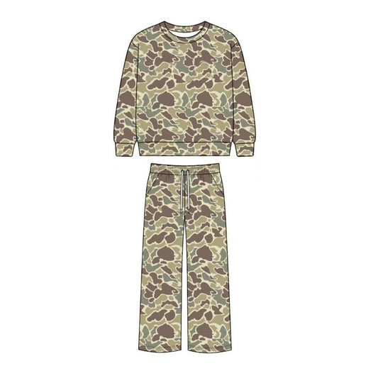 ( Moq 5 ) Preorder Baby Girls Kids Long Sleeves Shirt Camo Pockets Pants Set Clothes