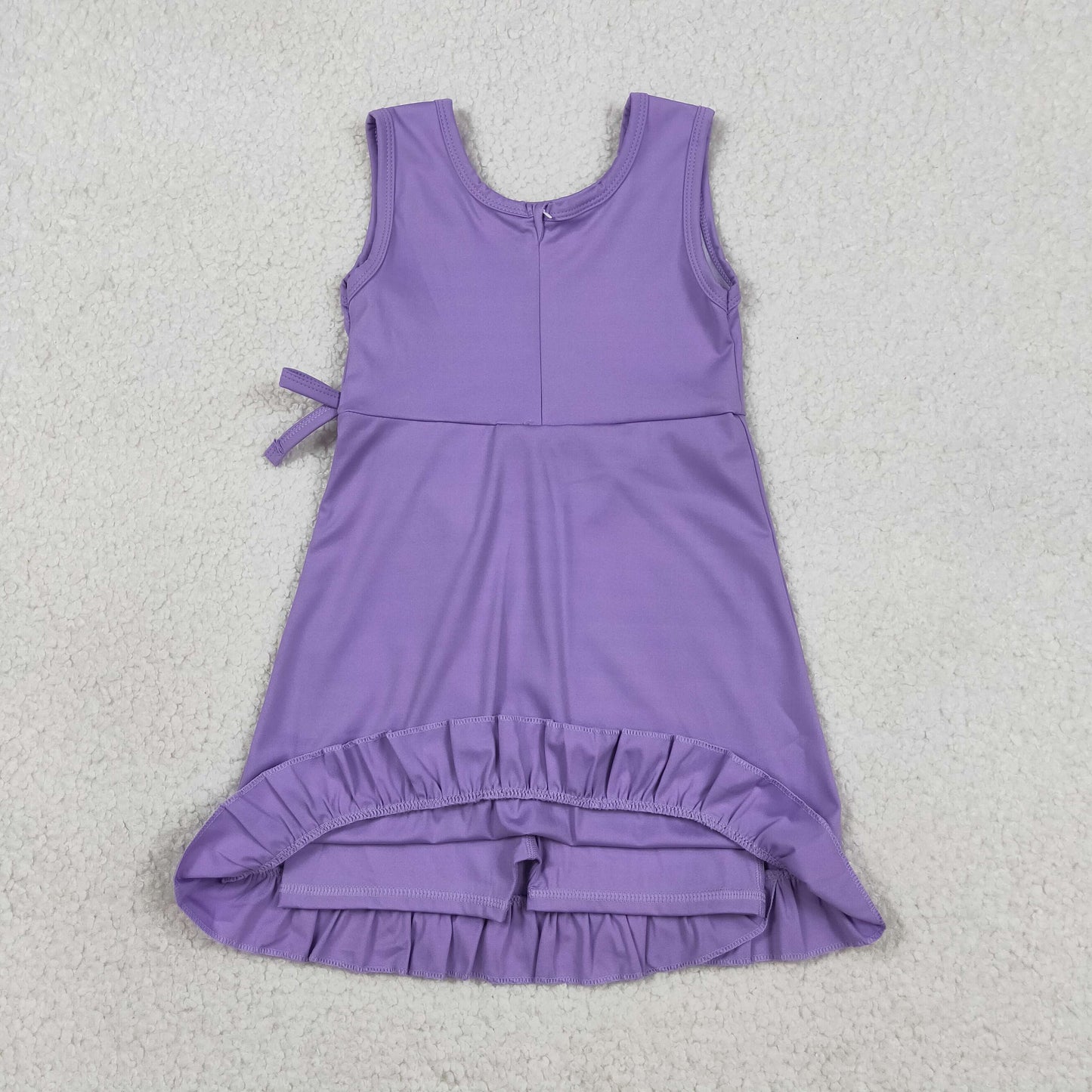 Baby Girls Kids Sleeveless Shorts Knee Length Purple Ruffle Dress Clothes