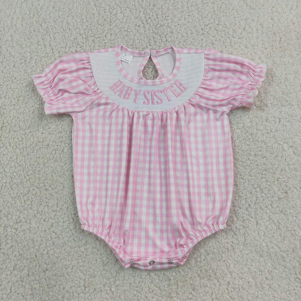 Sibling Baby Boys Girls Toddler Short Sleeves Embroidery Brother Sister Plaid Bubble Rompers