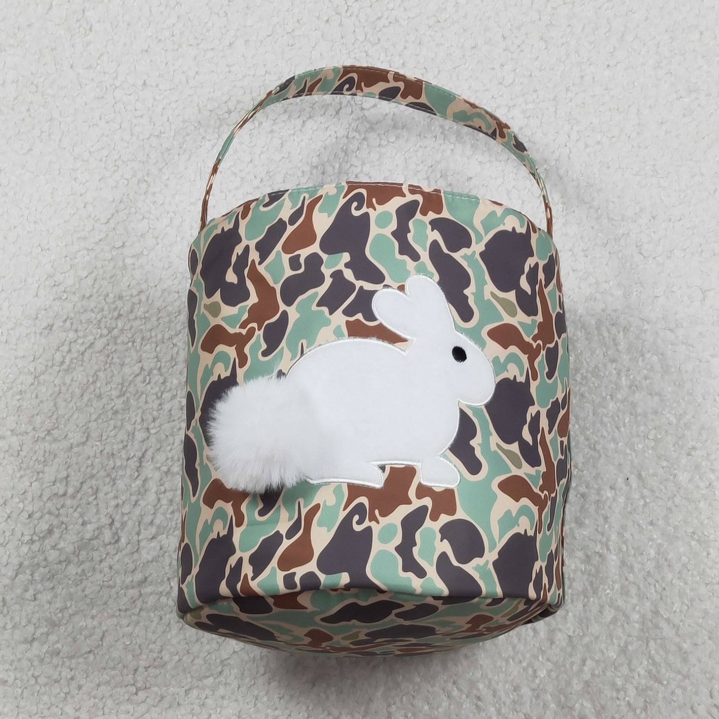 RTS Baby Kids Embroidery Rabbit Camo Print Basket Easter Bag