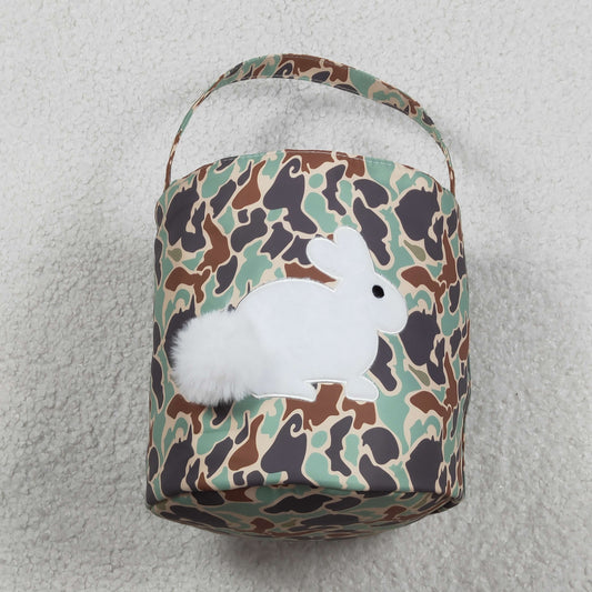 RTS Baby Kids Embroidery Rabbit Camo Print Basket Easter Bag