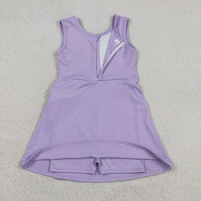 Baby Girls Sleeveless Purple Bow Shorts Knee Length Yoga Active Dress