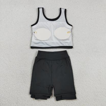 Baby Girls Kids Sleeveless Black Shirt Shorts Skirt Skort Yoga Active Clothes Set RTS