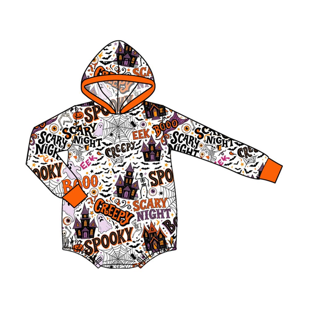Moq 5 Preorder Baby Boys Kids Castles Ghosts Halloween Hoodie Bubble Romper Clothes