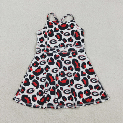 RTS Baby Girls Kids Straps Leopard G Team Yoga Active Shorts Knee Length Dress