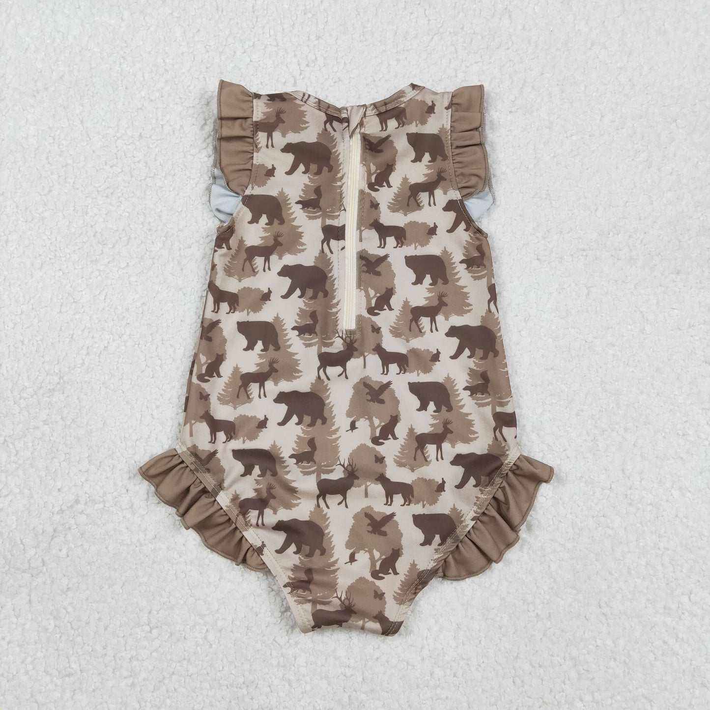 Baby Girls Kids Deer Camo Ruffle One-piece Swimsuit