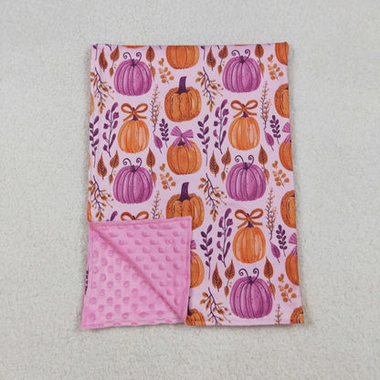 Baby Girl Toddler Pumpkins Bows Fall Blanket