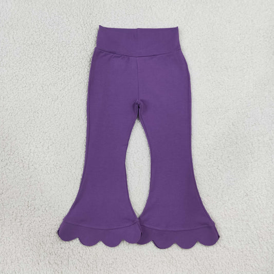 Baby Girls Kids Scalloped Pants Bottoms Cotton Purple Clothes
