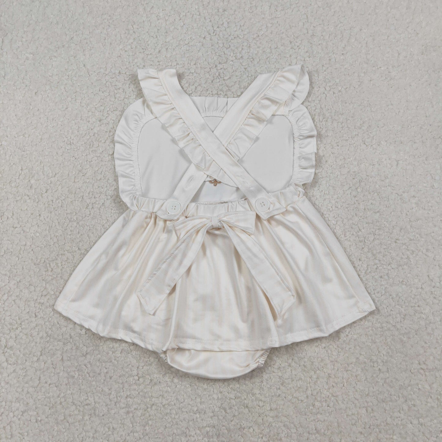 RTS Baby Girls Kids Sleeveless Embroidery Cross Bows Easter Knee Length Dress