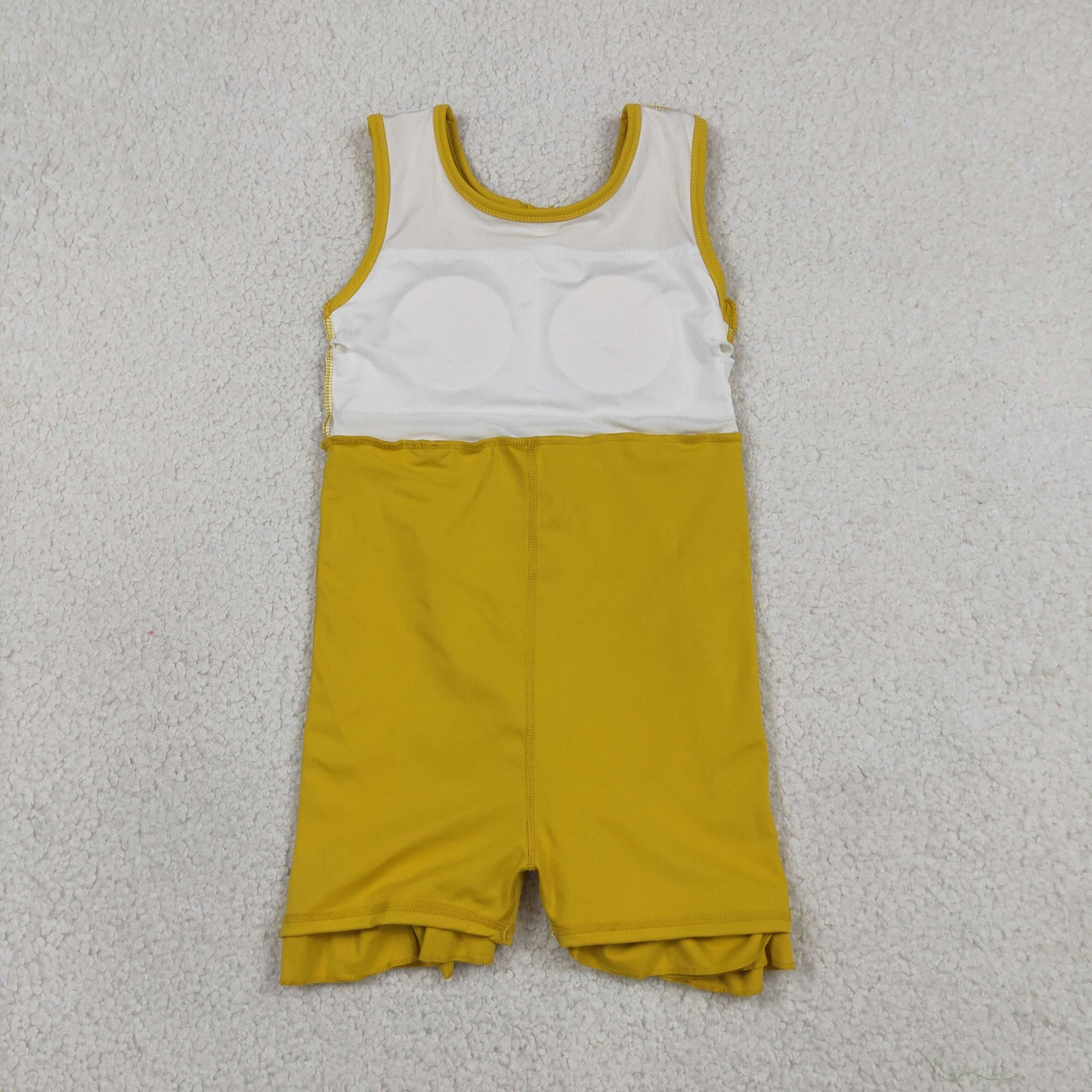 Baby Girls Sleeveless Ruffle Knee Length Yoga Yellow Dress with Shorts