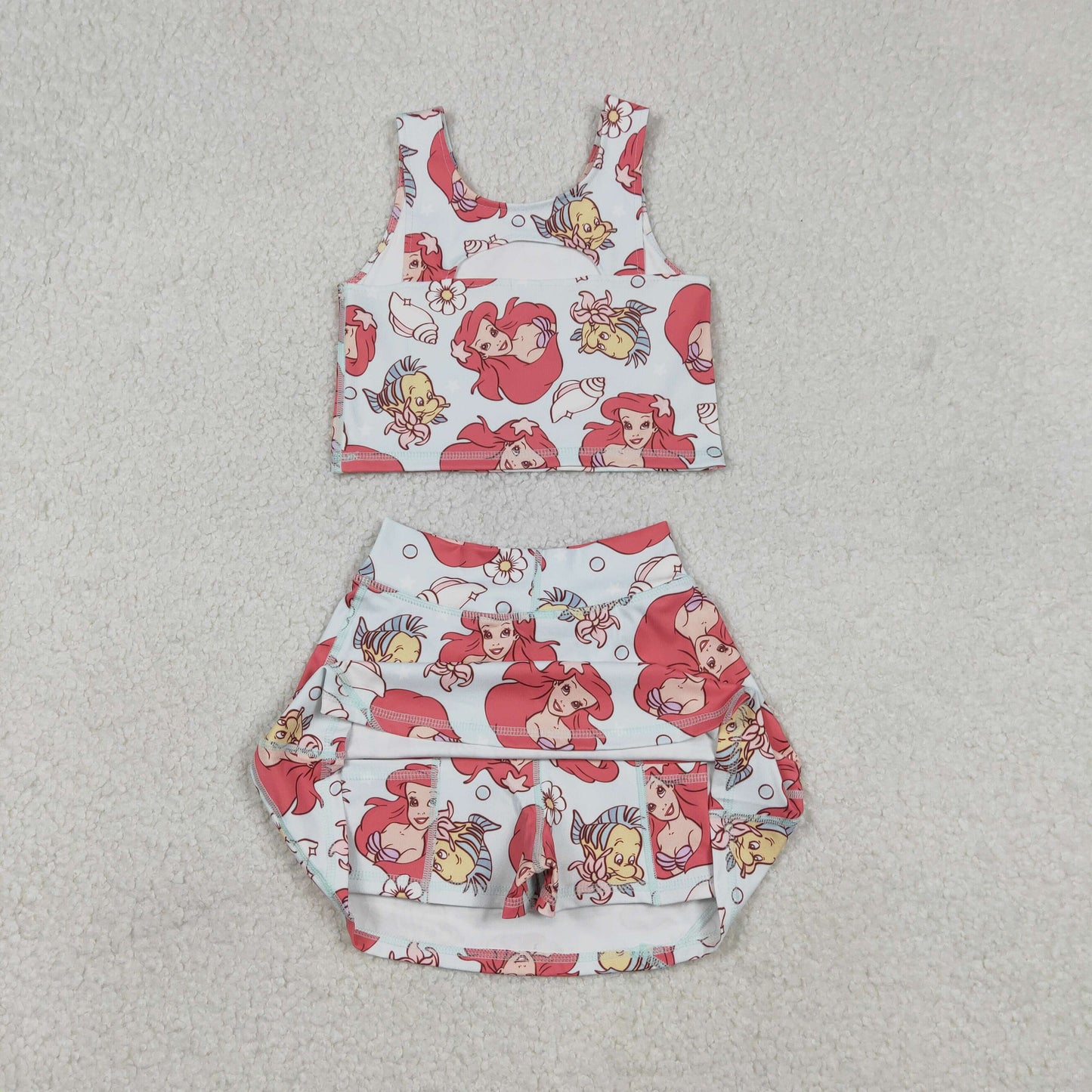 Baby Girl Sleeveless Princess Tops Skirt Shorts Yoga Active Set