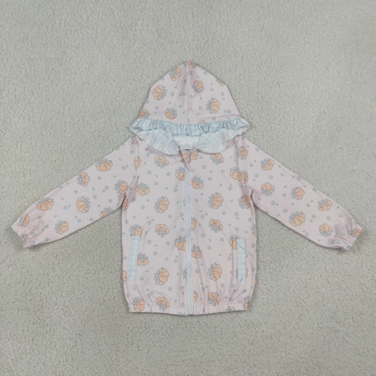 Baby Girls Kids Long Sleeves Pumpkins Flower Pockets Hoodie Zipper Coat Fall Tops