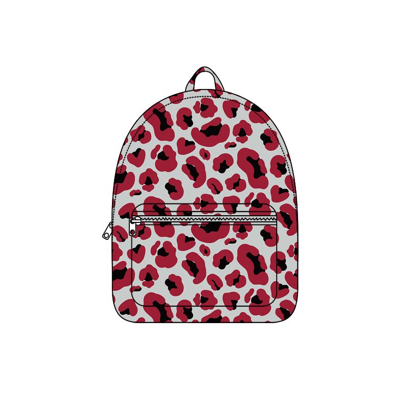 Moq 5 Preorder Baby Toddler Kids Red Black Leopard Zipper Pocket Backpack Team Bag