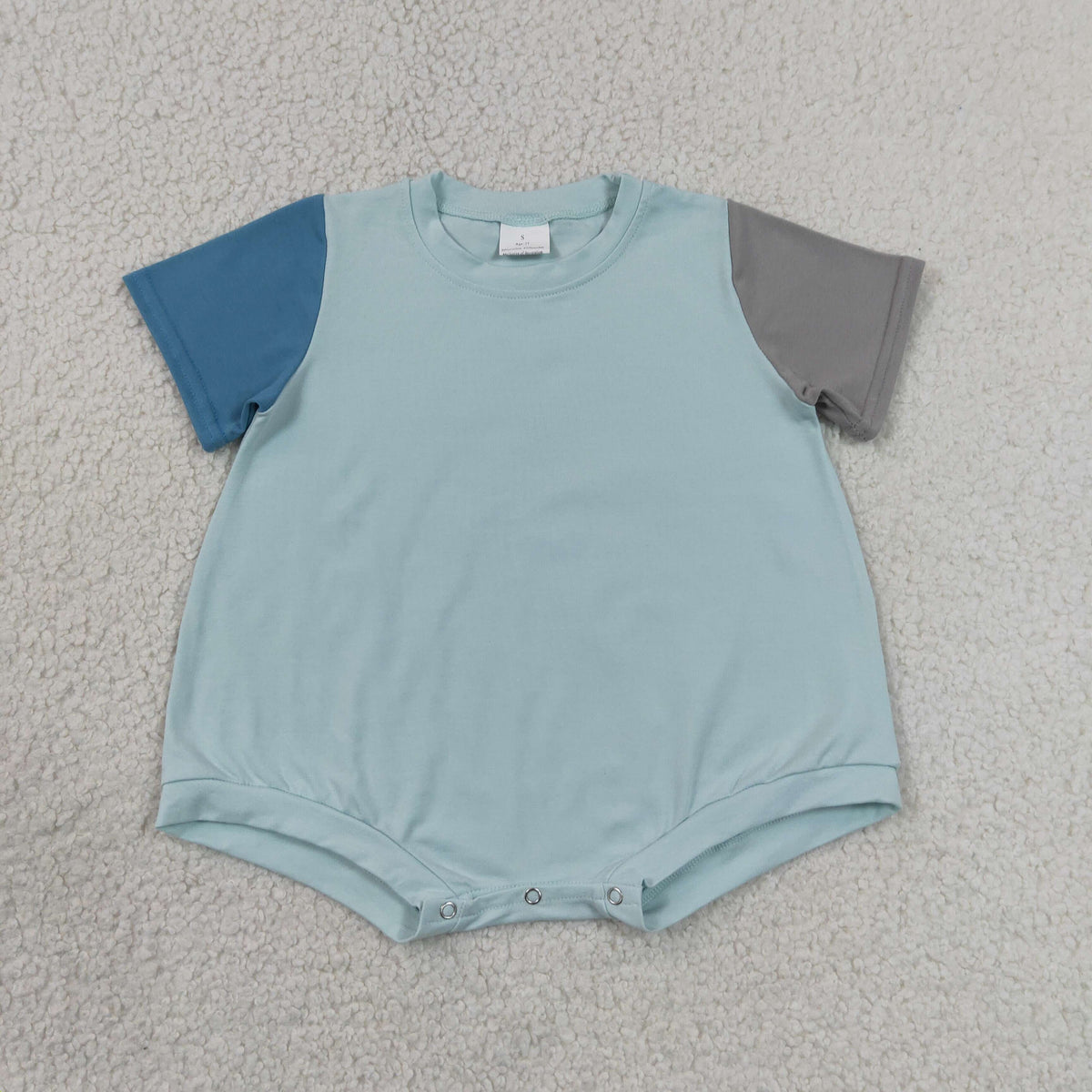 Baby Boys Infant Short Sleeves Blue Cotton Bubble Romper Clothes