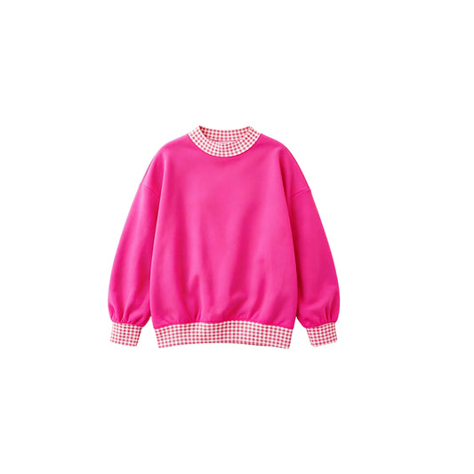 Moq 5 Preorder Baby Girls Kids Long Sleeves Hot Pink Pullover Shirt Tops Clothes