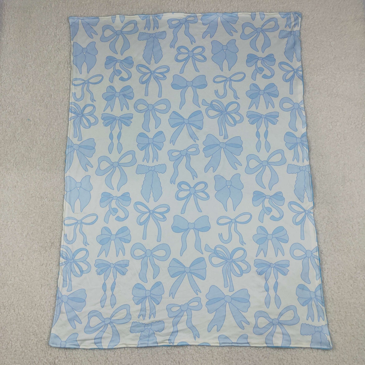 Baby Girls Kids Blue Bows Blanket