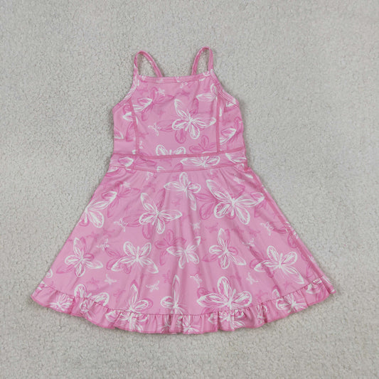 Baby Girls Kids Sleeveless Butterfly Yoga Active Knee Length Dress