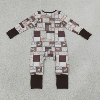 Sibling Baby Boys Kids Long Sleeves Deer Camo Zipper Romper Blanket