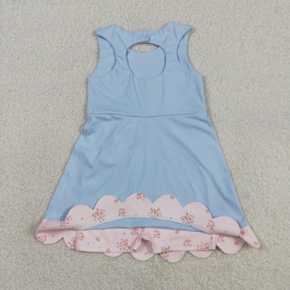 Baby Girls Kids Sleeveless Plaid Bows with Shorts Yoga Scallop Dress