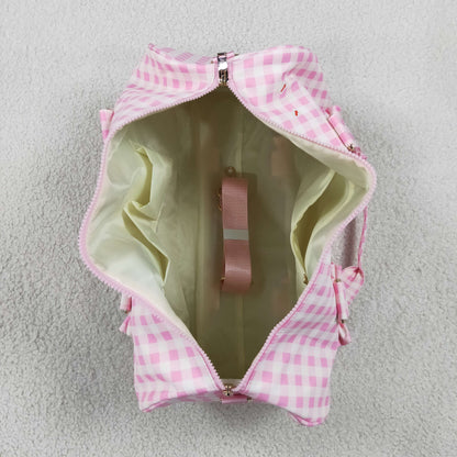 Baby Girls Kids Adult Bows Pink Plaid Travel Package Gym Ruffle Bags RTS