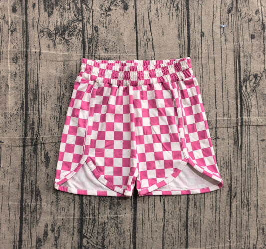 Preorder Baby Girls Kids Pink Checkered Shorts Bottoms Summer Clothes
