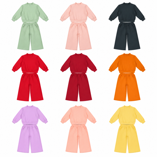 Sibling Baby Girl Kids Long Sleeves Shirts Pockets Pants Mock Neck Sets Cotton Clothes