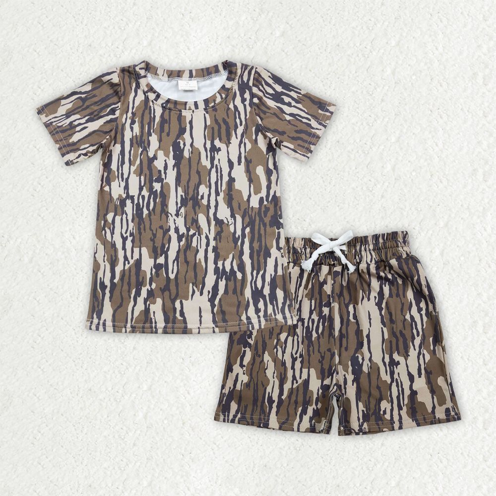 RTS Baby Boys Kids Short Sleeves Camo Shirt Pockets Shorts Summer Clothes Set