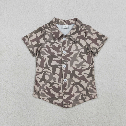 RTS Baby Boys Kids Short Sleeves Buttons Cardigan Ducks Shirt