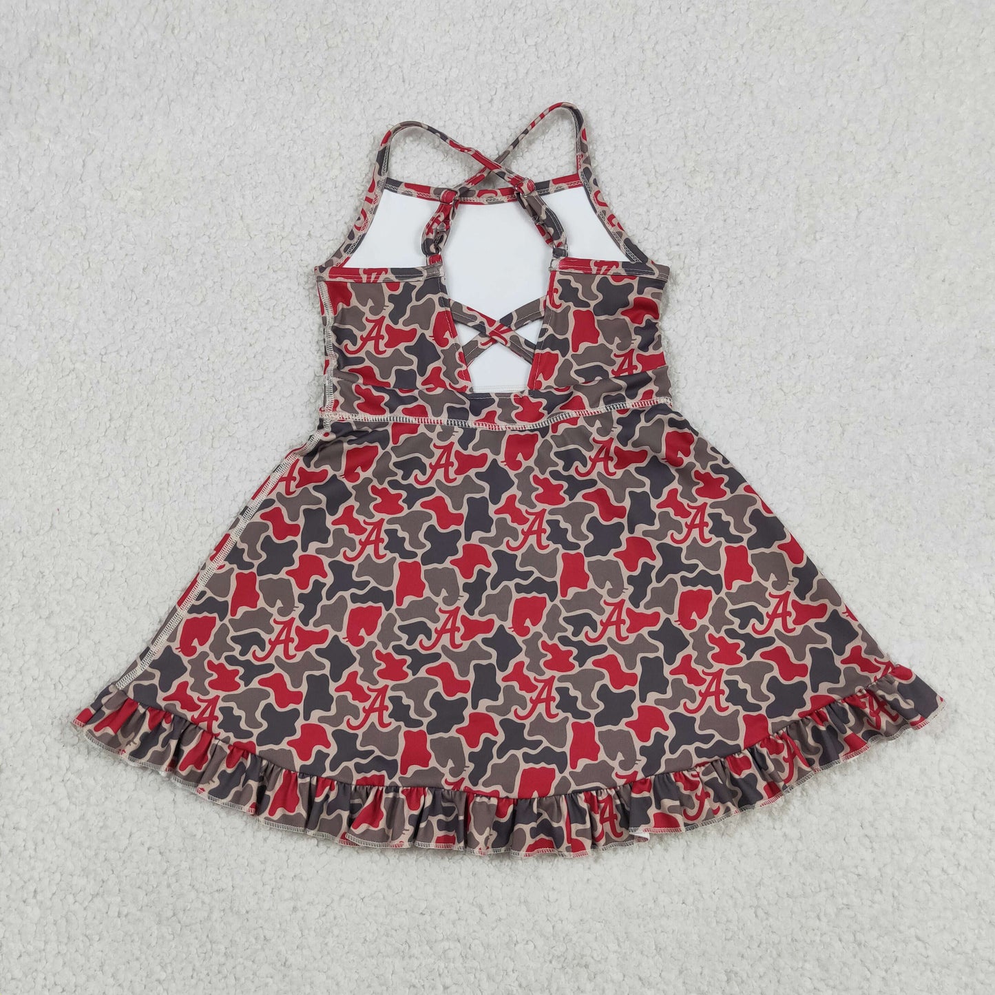 Baby Girls Kids Straps A Camo Print Team Yoga Ruffle Knee Length Dress