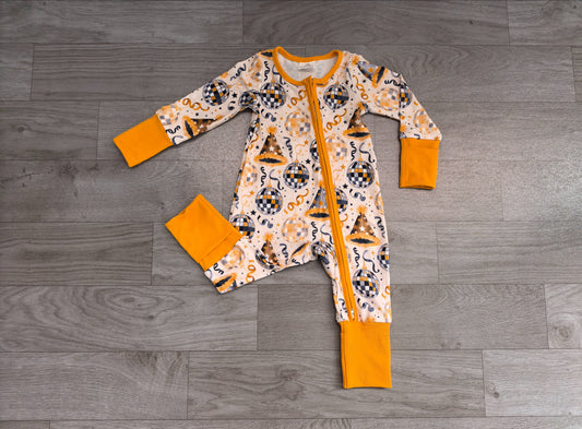 No moq Preorder Baby Kids Infant Long Sleeves Happy New Year Zipper Footie Sleeper Romper Clothes