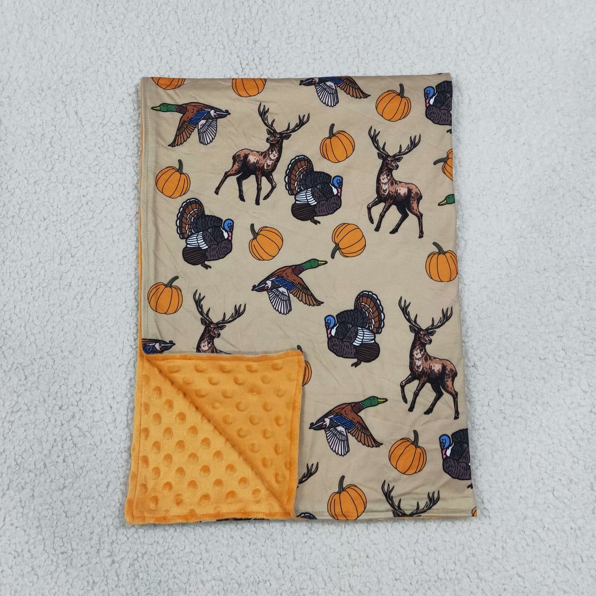 Baby Boys Toddler turkey Pumpkins Ducks Deer Fall Blanket