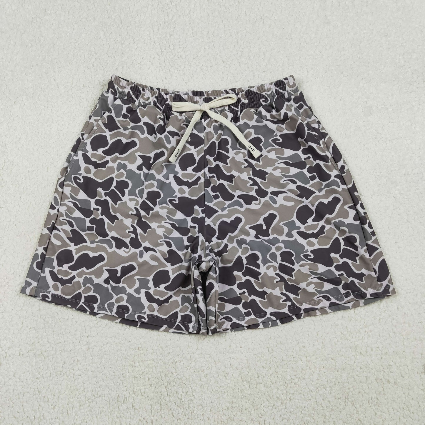 RTS Sibling Baby Boy Adult Swim Trunks Dark Grey Camo Hunting Pocket Shorts Daddy and Me Swimsuit Swimwear